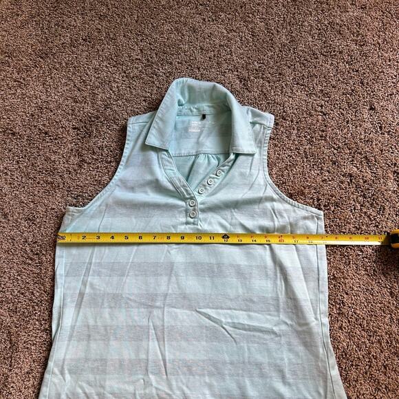 Nike Golf Sport Dri-FIT Aqua Blue Grey Stripe Sleeveless Polo Tank Wonens XL - Picture 5 of 8